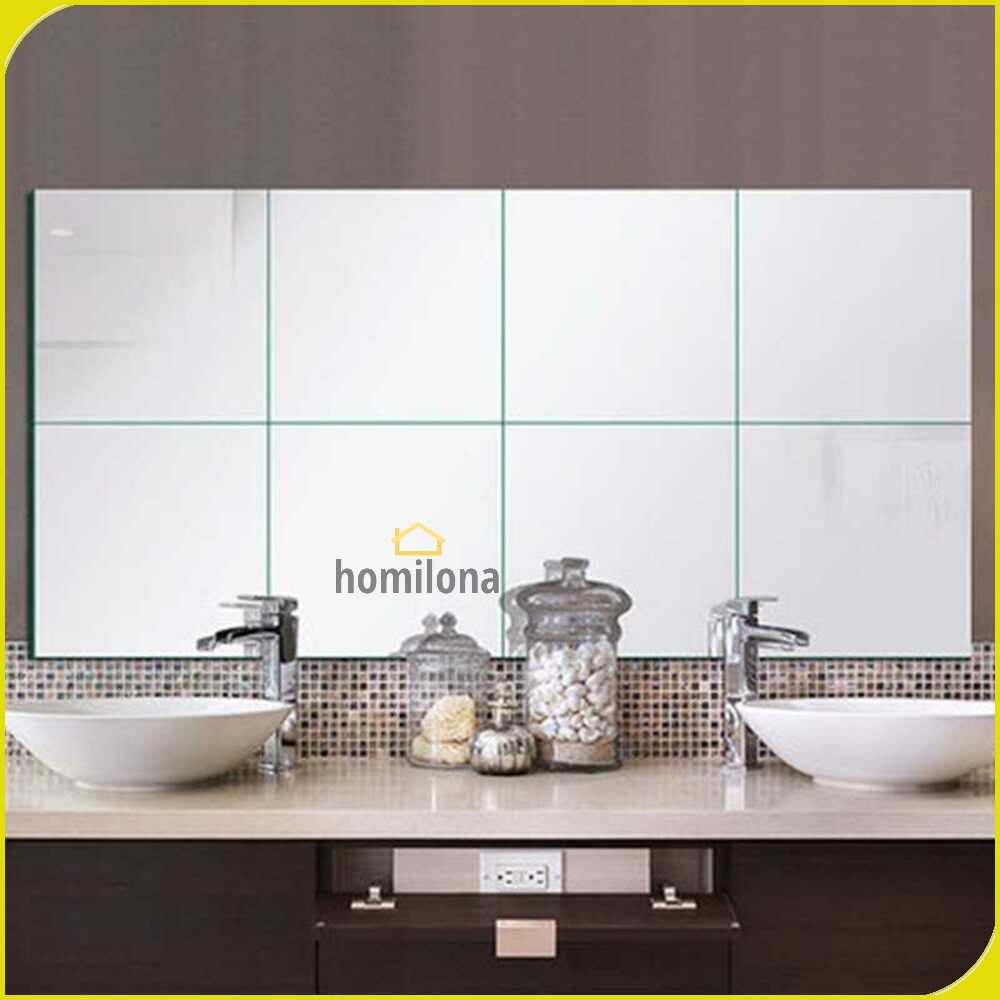 Fender Wall Sticker Dekorasi Dinding 3D Model Square Mirror 9 PCS - Q353