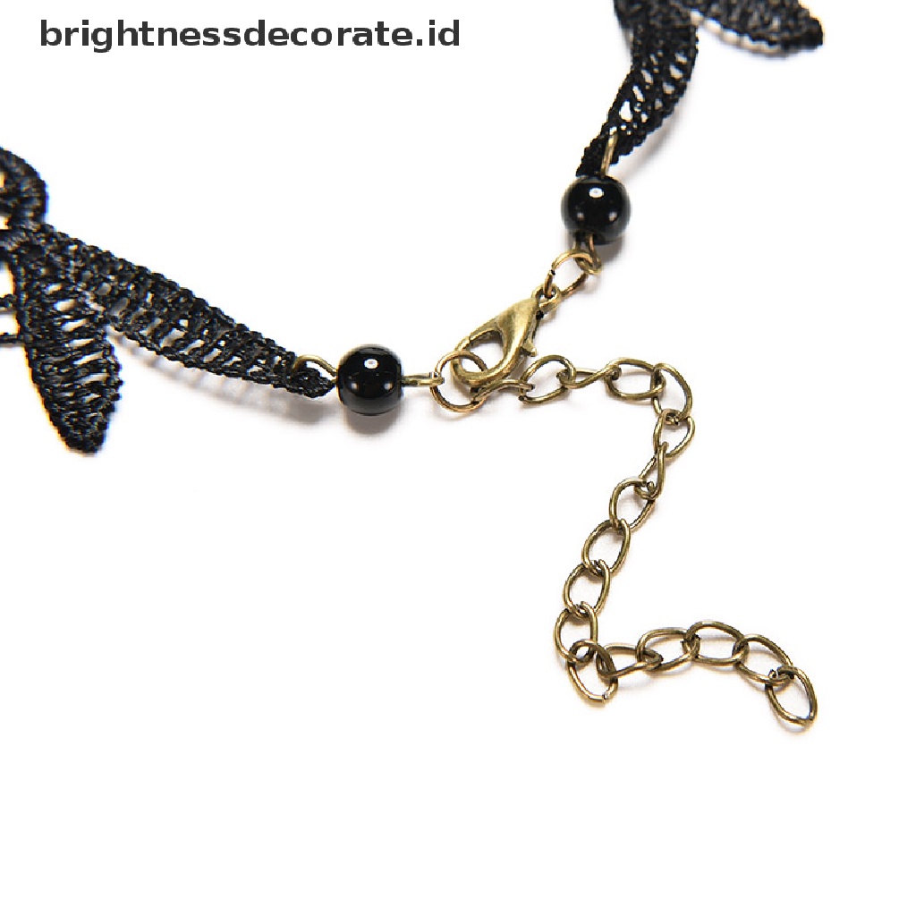 [Birth] Black Lace &amp; Beads Choker Victorian Steampunk Style Gothic Collar Kalung Hadiah [ID]