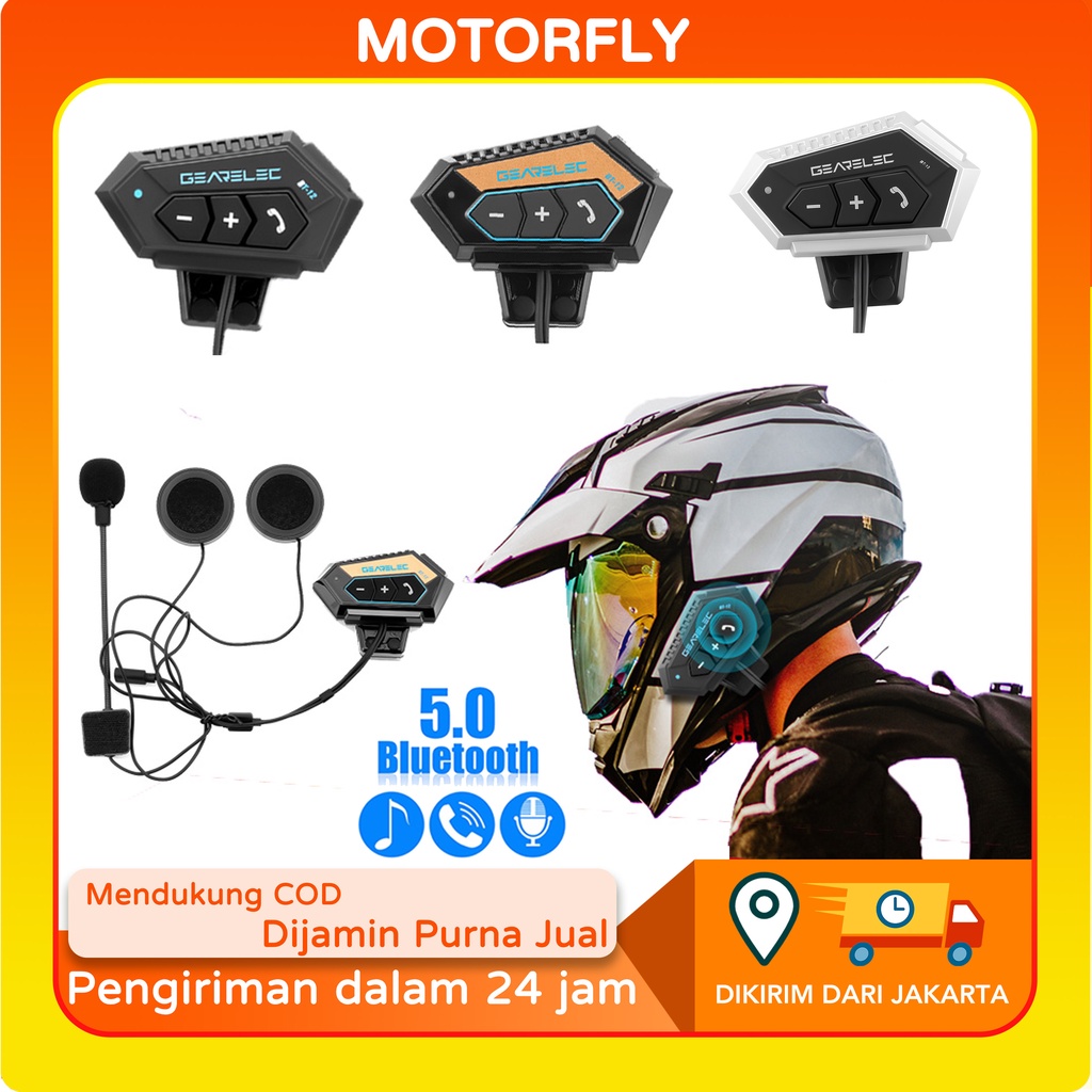 2000mAh Bluetooth 5.0 Headset Helm Sepeda Motor Headphone Sepeda Motor Nirkabel Tahan Air