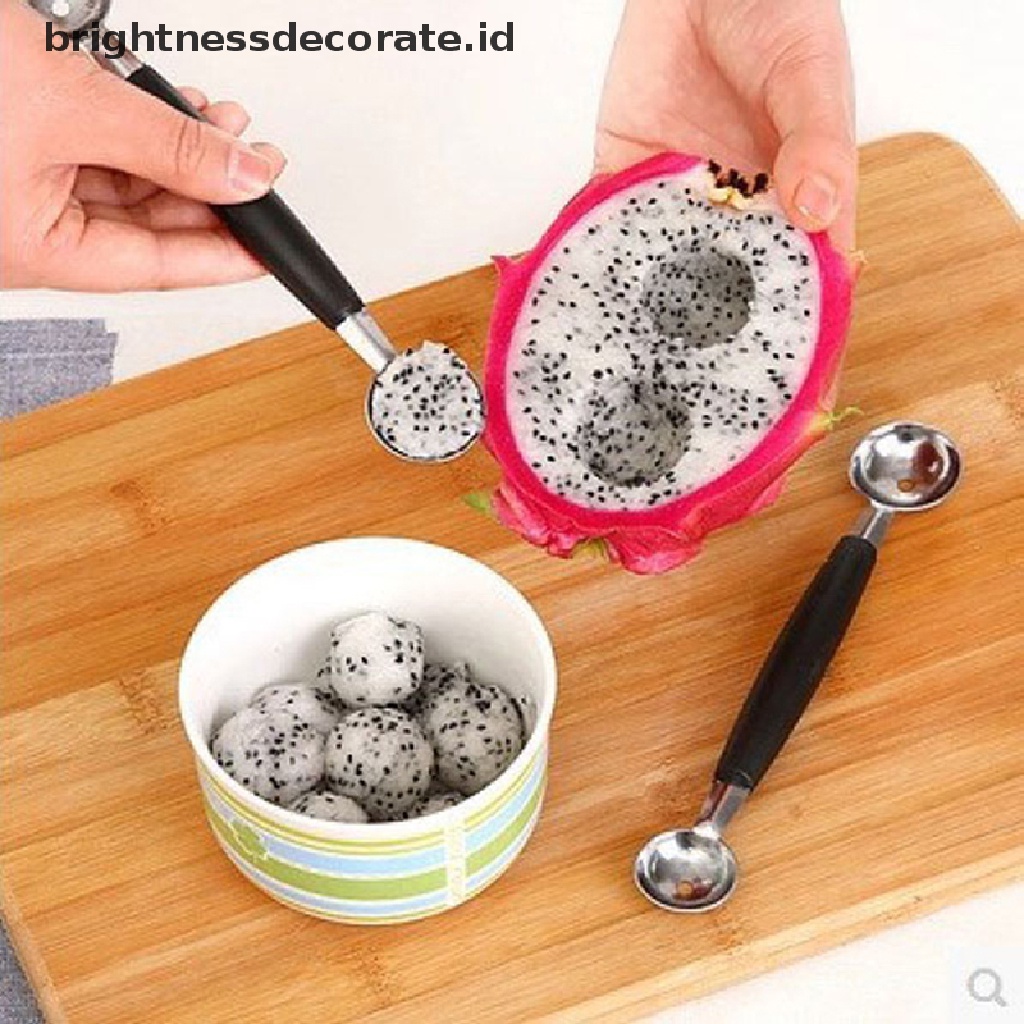 [Birth] Sendok Es Krim Buah Scoop Stainless Steal Double Ended Melon Ball Scooper Dapur [ID]