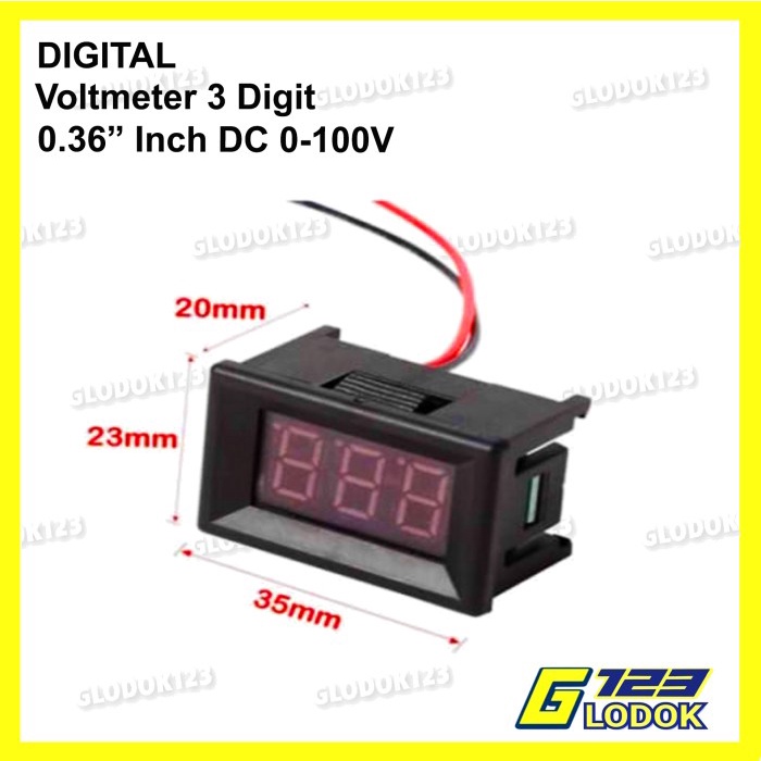 DC Voltmeter 0.36&quot; Inch 0 - 100 V Volt Mini Digital Voltmeter 3 Kabel