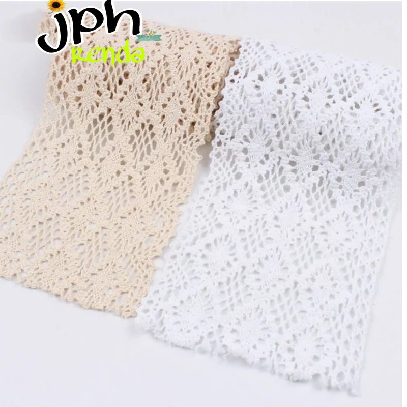 Renda rajut lebar 12cm, renda kait lebar 12cm harga (permeter)