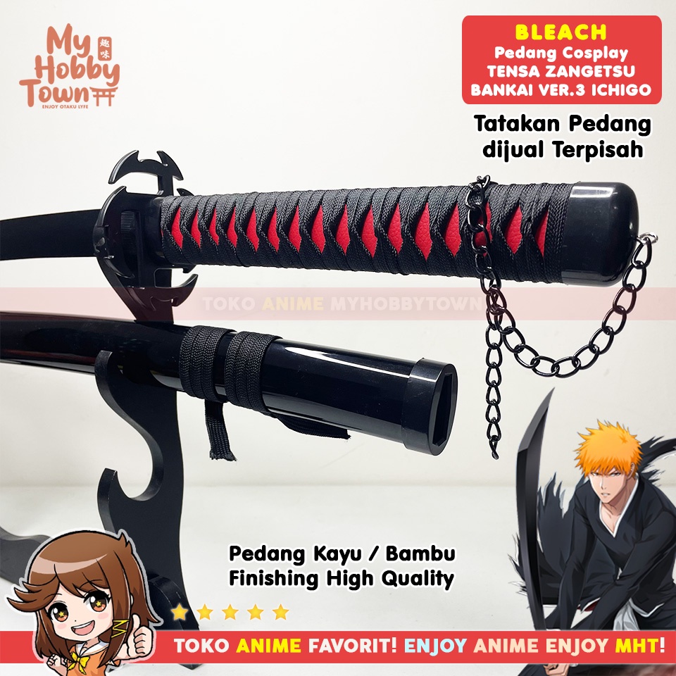 Replika Pedang Kayu Bleach Kurosaki Ichigo Tensa Zangetsu Bankai Ver 3