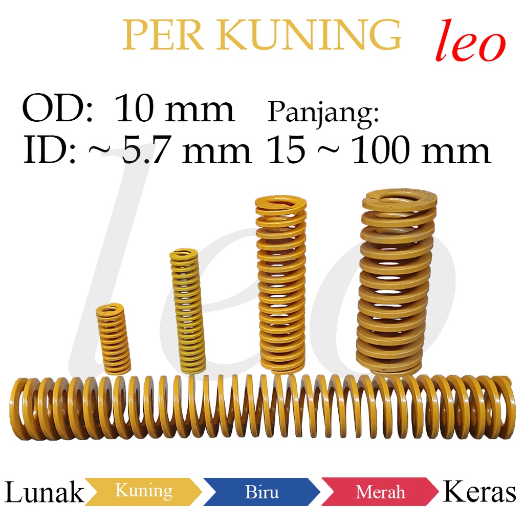 Per Kuning OD 10mm ID 5.7mm L 15-100mm Yellow Coil Spring Mould Mold 10 mm