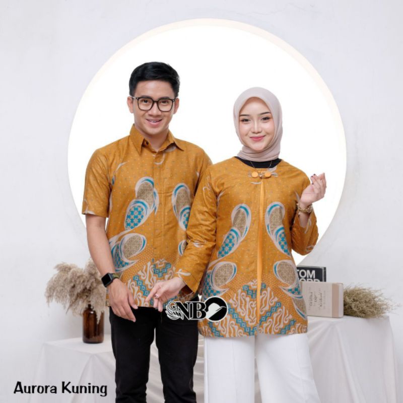 Couple Batik Atasan Wanita - Hem Lengn Pendek Cowok Pekalongan Bahan Katun Halus M L XL