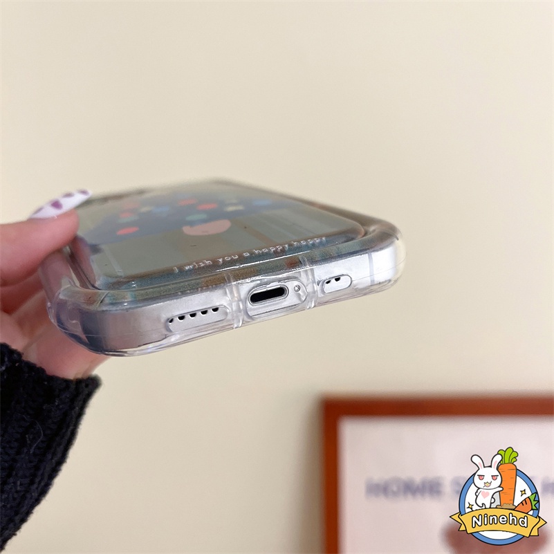 IPHONE Casing Kompatibel Untuk Iphone14 13 12 11 Pro Max X Xr Xs Max SE 8 7 6 6s Plus Ins Kotak-Kotak Hijau Tahun Baru Pohon Natal Phone Case Menebal Shockproof Soft Case Cover Pelindung