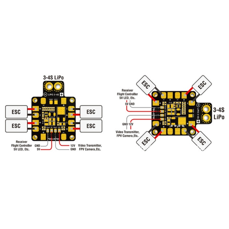 Zzz Matek Systems PDB XT60 Distribution Board w/BEC 5V &amp; 12V 2oz Untuk RC Helicopter