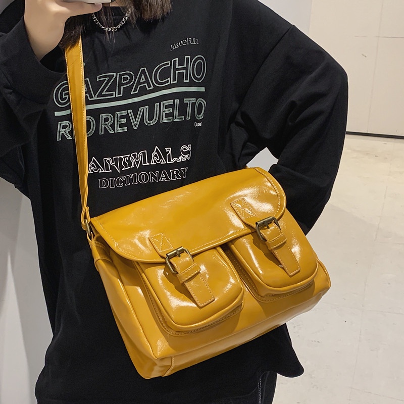 ▫❈Sera Kapasitas Besar Niche Pu Tas Siswa Kelas Tas Wanita Harajuku Ulzzang Bahu Messenger Tas