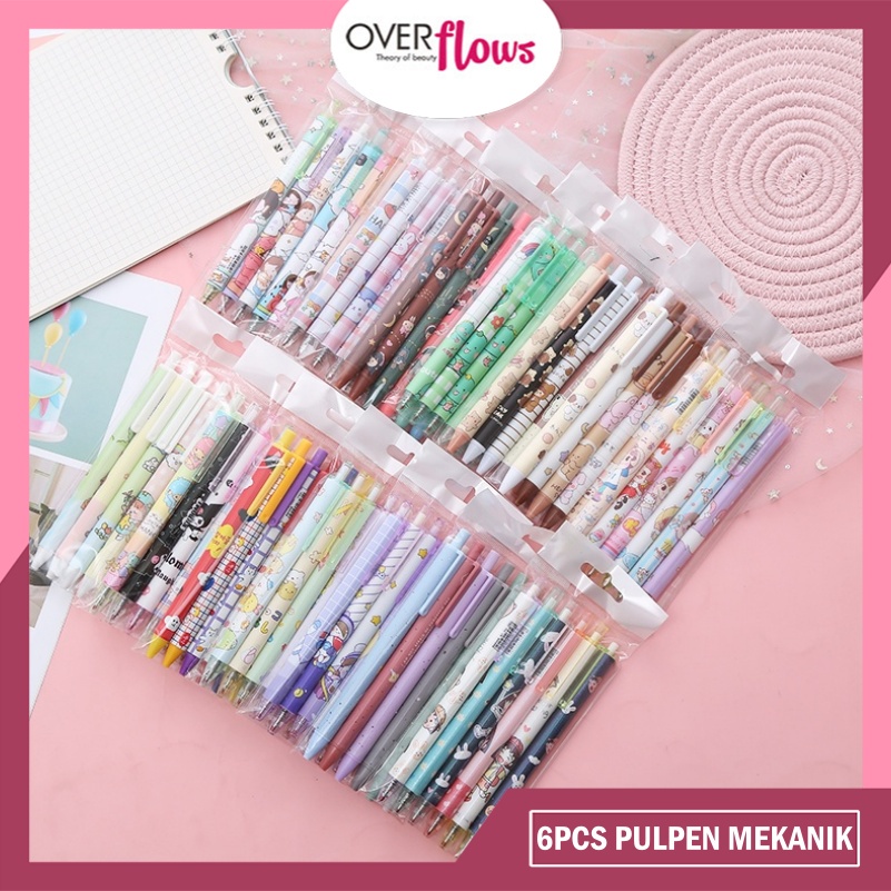

OVERFLOWS.ID 6PCS PULPEN GEL MEKANIK 0.5MM / BALLPOINT MEKANIK PULPEN SET ISI 6 PCS MURAH