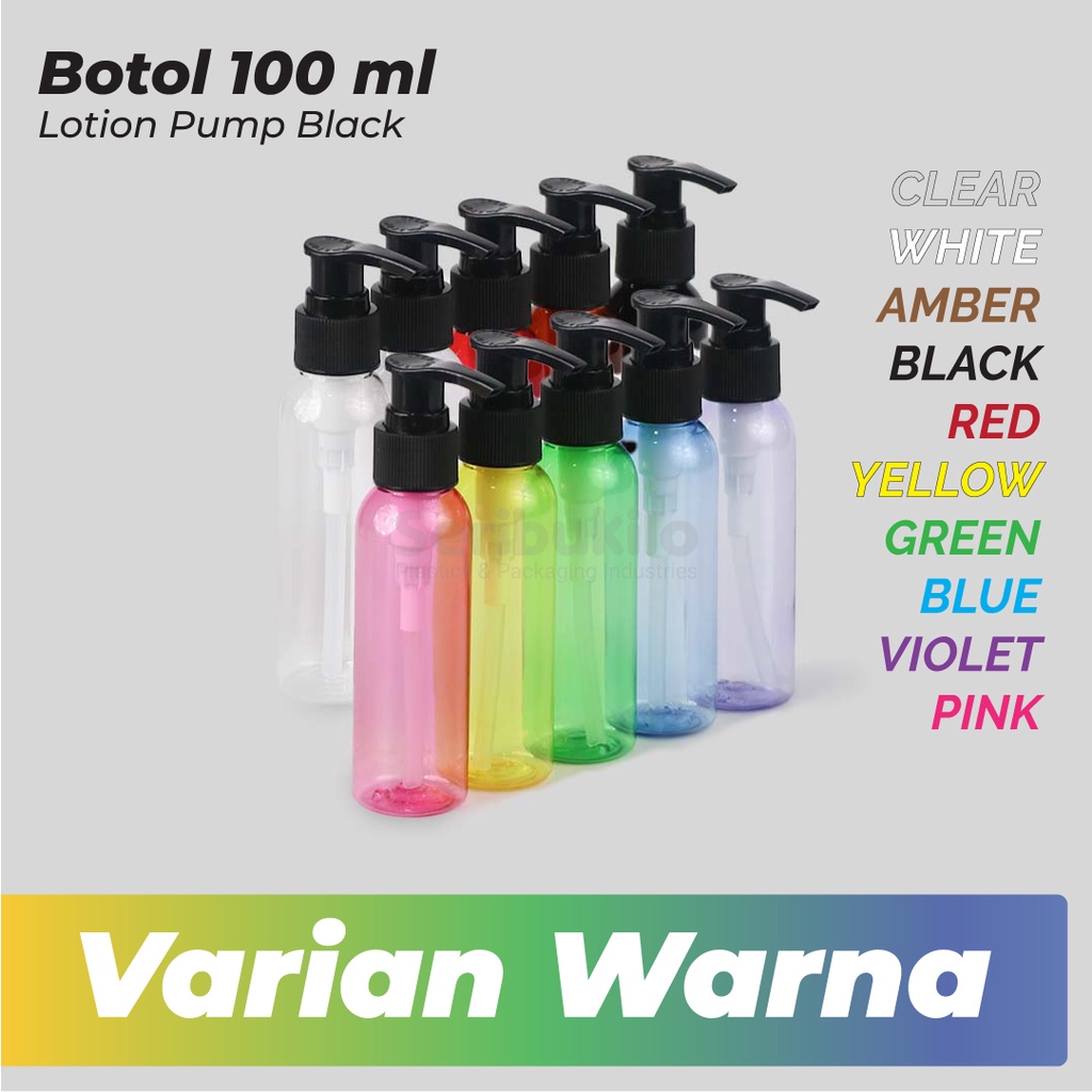 Botol Plastik 100 ml PET - Tutup Pump Hitam / Botol Lotion Pump Hitam 100ml