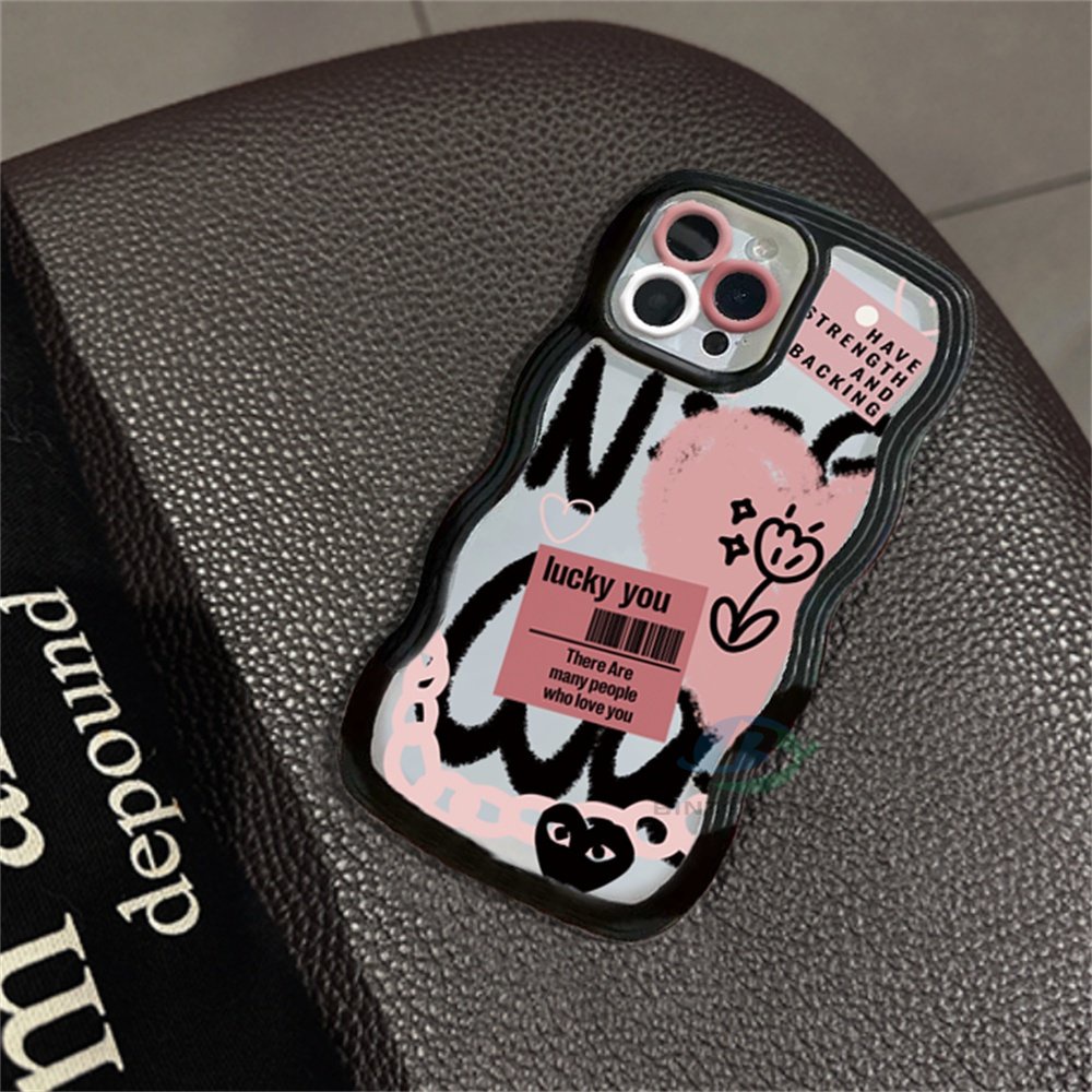 Redmi Note 11S 11 Pro Redmi 10C 10A 9A Note10 5G Note 10S 9C 9T Note9 Note8 Poco X3 Pro NFC Huruf Doodle Dan Hati Pink Tepi Melengkung TPU Phone Case Binteacase