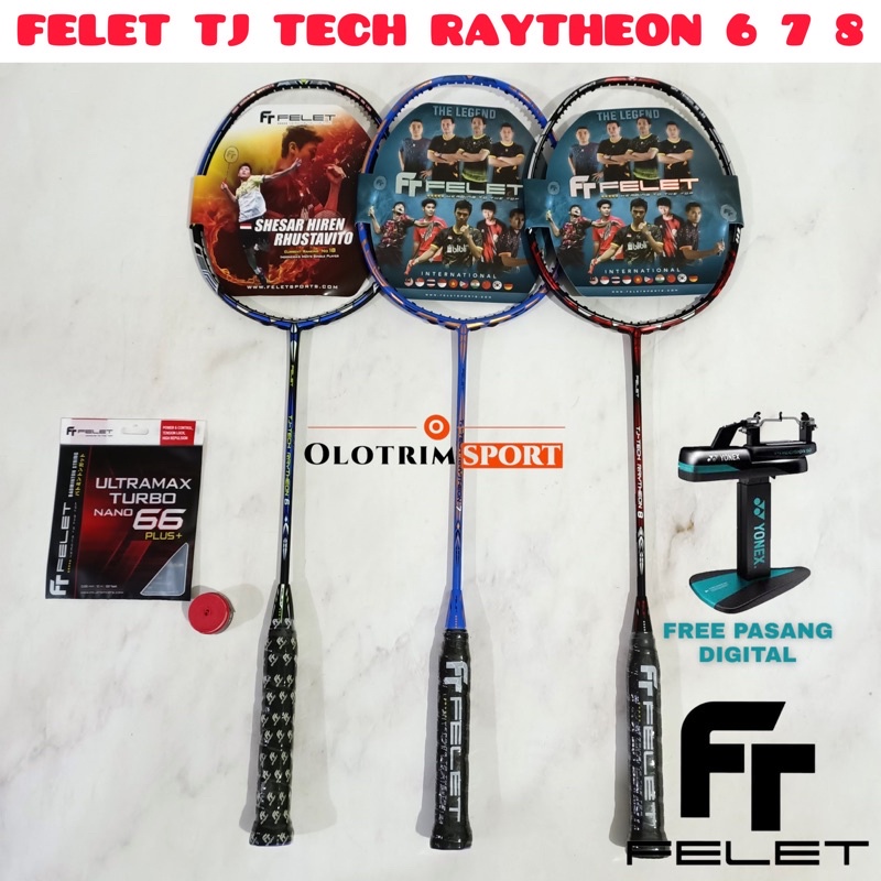 Raket Badminton FELET TJ TECH RAYTHEON 6 7 8 38LBS ORIGINAL