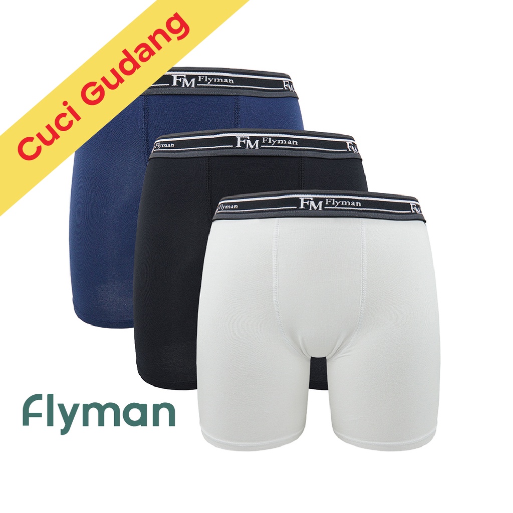 Best Flyman Celana Dalam Boxer Pria Panjang 3 PCS FM 3225