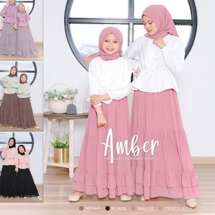 *Paling Laris* Baju Couple Ibu Anak Perempuan Amber Oribelle Setelan Rok Dan Atasan Wanita Kekinian 