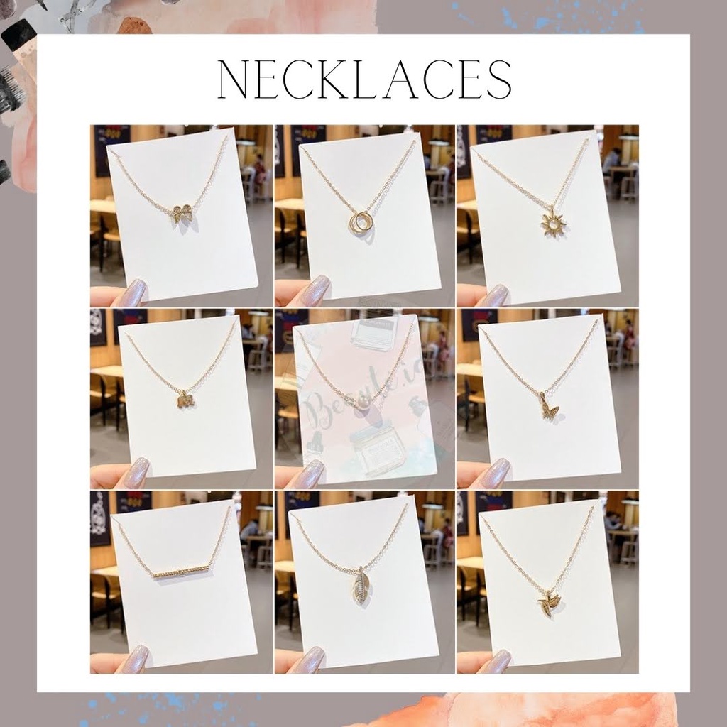 Kalung Rantai Wanita Liontin Model Sederhana Simple Neckless Look Gaya Korea Modern Aksesoris Leher Desain Mewah Elegan Cocok Semua Acara Hati Kupu-kupu Mutiara