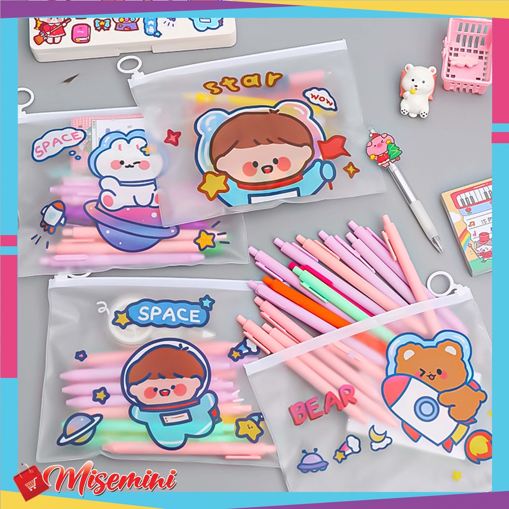 

Ⓜ️Ⓜ️️Zipper Bag Cartoon Pouch Tempat Pensil Tas Pouch Kosmetik Transparan Pencil Motif Serbaguna