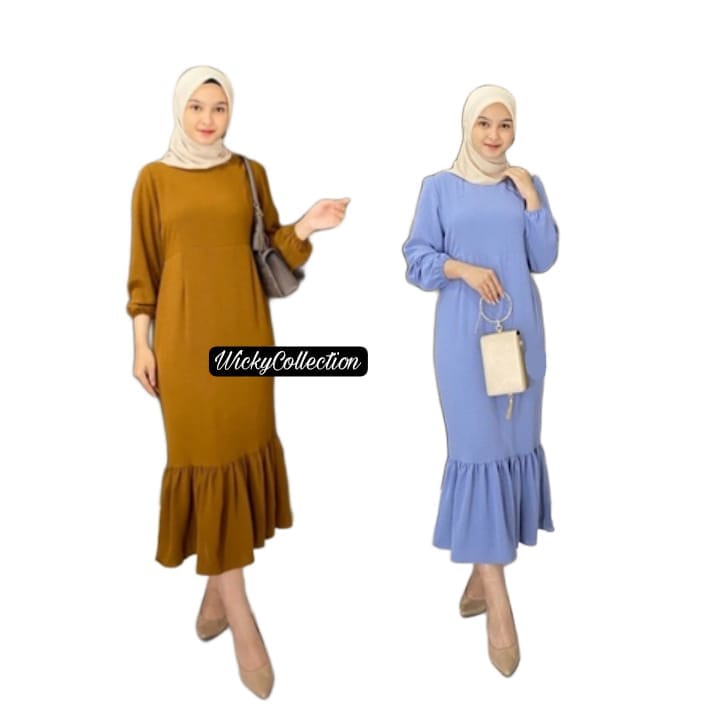 SISKA MIDI DRESS BO BAHAN CRINKLE AIRFLOW MOTIF POLOS UKURAN S M L XL XXL MIDI DRESS MUSLIM KOREAN STYLE MIDI DRESS CRINKLE KONDAGAN LONG PAKIAN MUSLIM WANITA