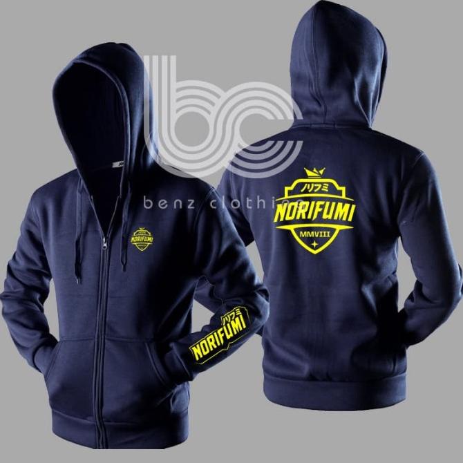 Jaket Hoodie Sweater Norifumi Outerwear Pria Wanita Zipper Resleting Depan Polos Sablon Polyflek Kor