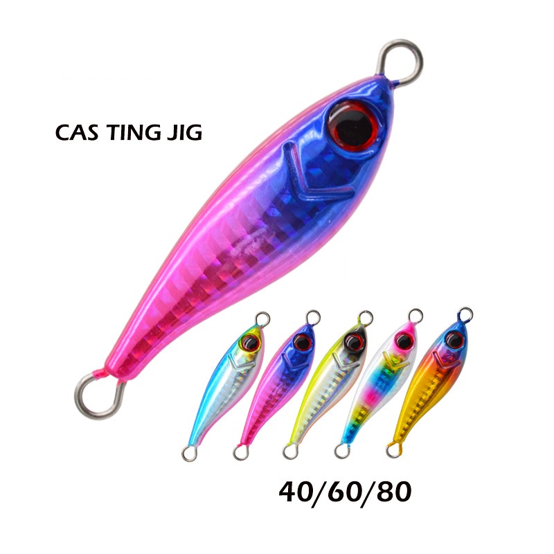 Umpan Pancing Metal Jig Jigging Fishing Lure 40 gram 60 gram 80 gram sudah dengan Kail Double Assist Hook