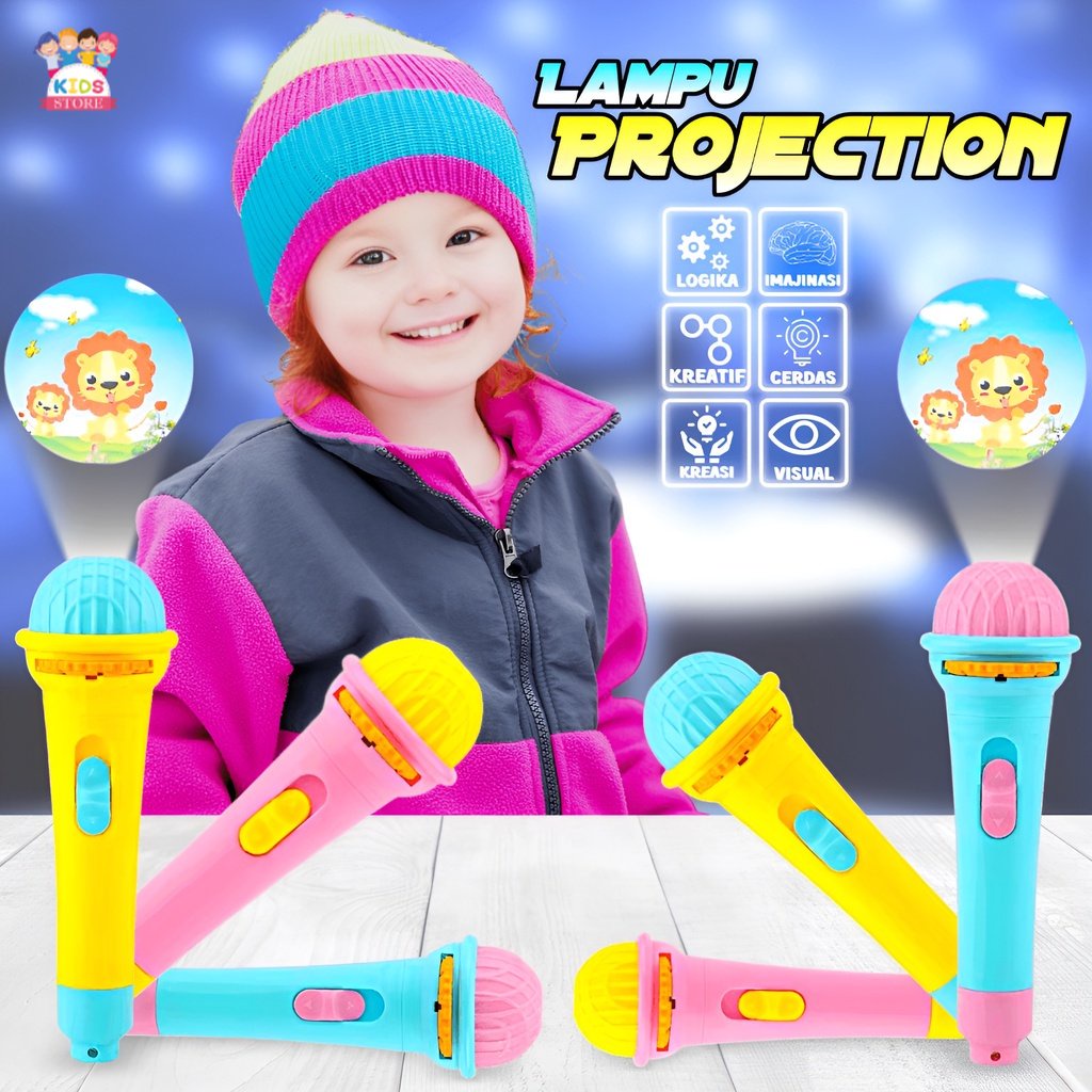 Proyektor Lampu Warna Education | Mainan Proyektor Anak Senter Projection | Kado Ulang Tahun Anak Cewek