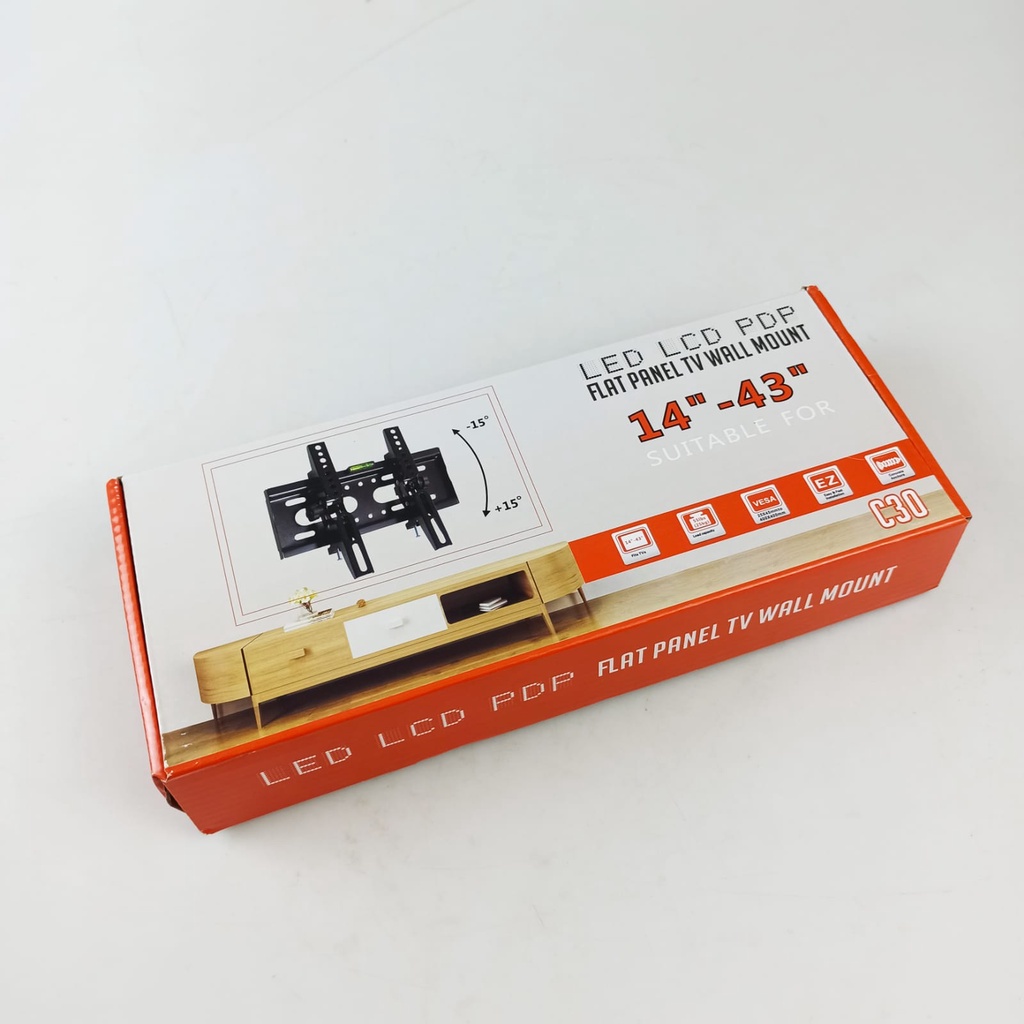 CNXD Wall Bracket TV Mount Flat Panel 20x20cm Pitch 14-43 Inci TV C30 - C30 - Black