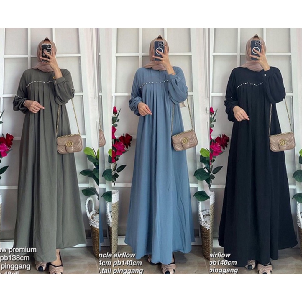 Gamis medina  Mutiara crinkle premium mewah