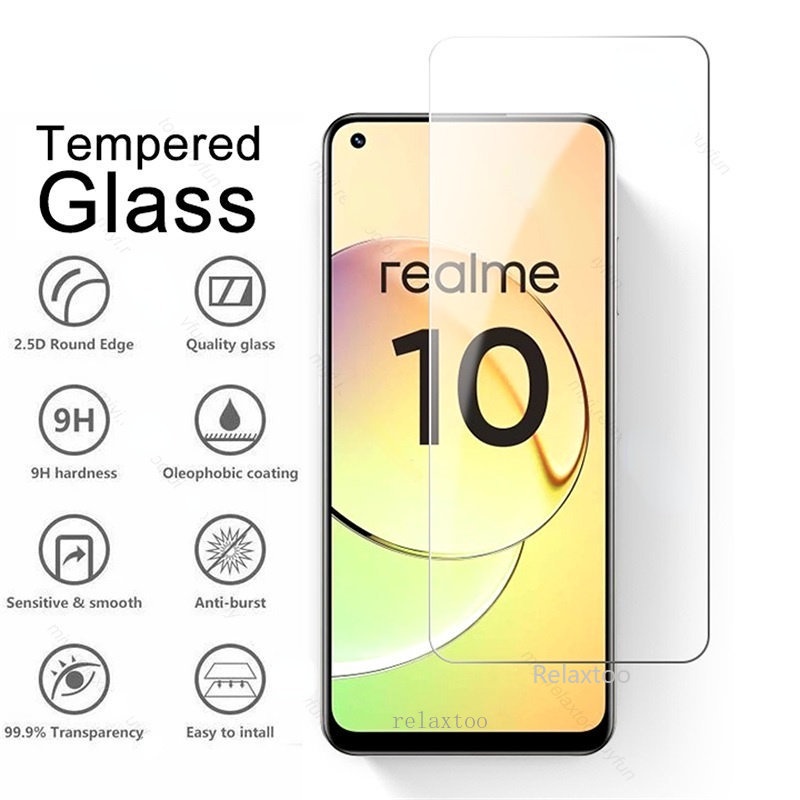 Pelindung Layar Bahan Tempered Glass Realme 10 4G Realme 10 Pro Realme 10 Pro Plus Paket 2 in 1