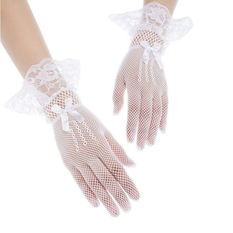 Jual Sarung Tangan Pengantin Wanita Bride Wedding Mesh Gloves Evening Dress Lace Border Shopee 9733