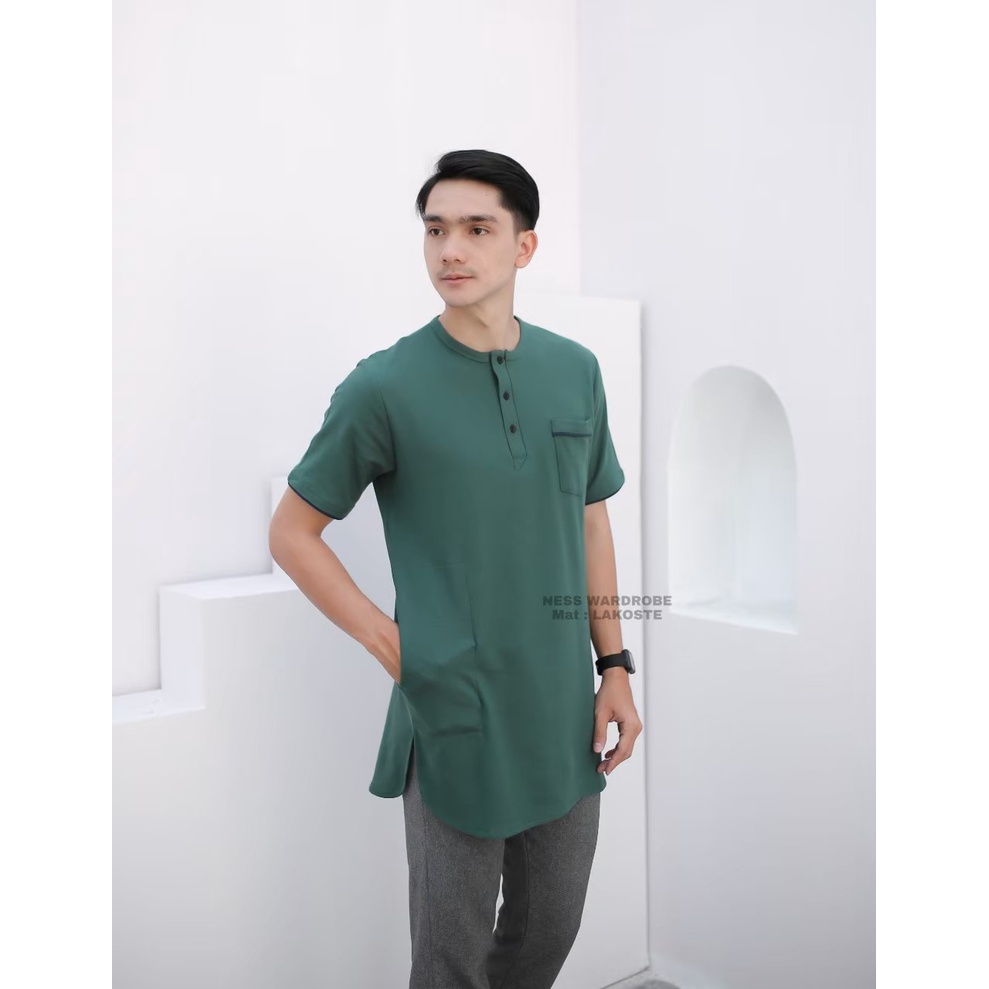 Baju koko kurta lengan Pendek bahan katun premium/ Father size model TERBARU
