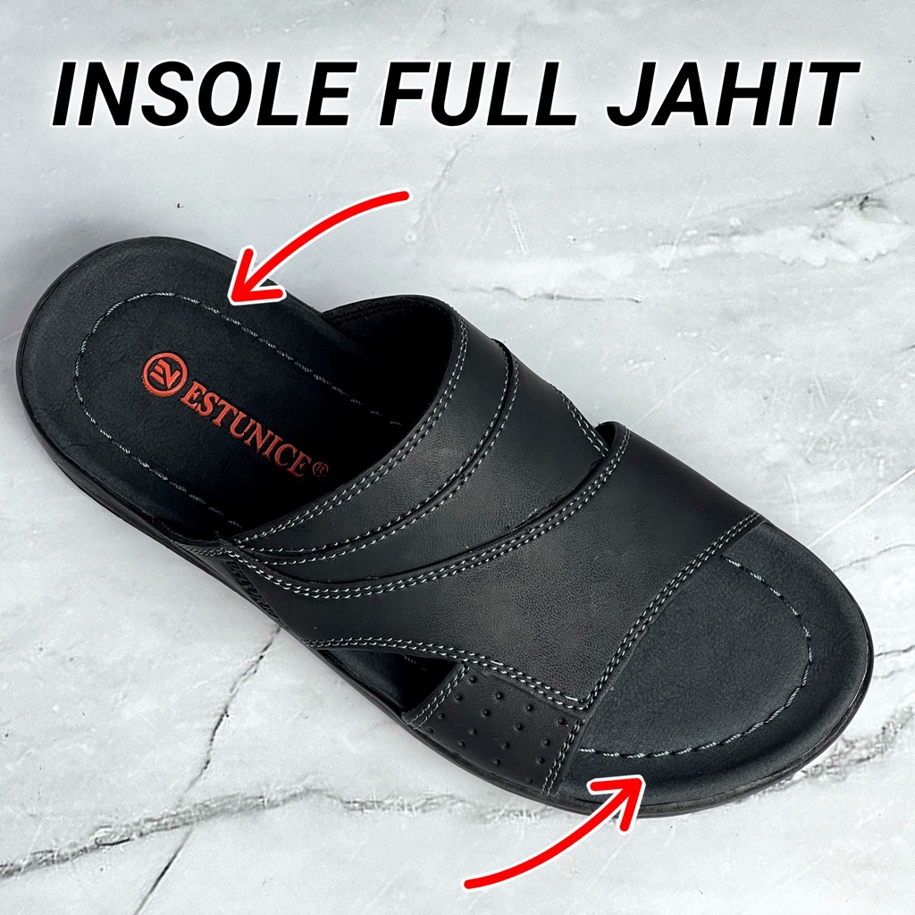 Sendal Slop Kulit Pria Sandal Slip On Pria - Hylos Slop