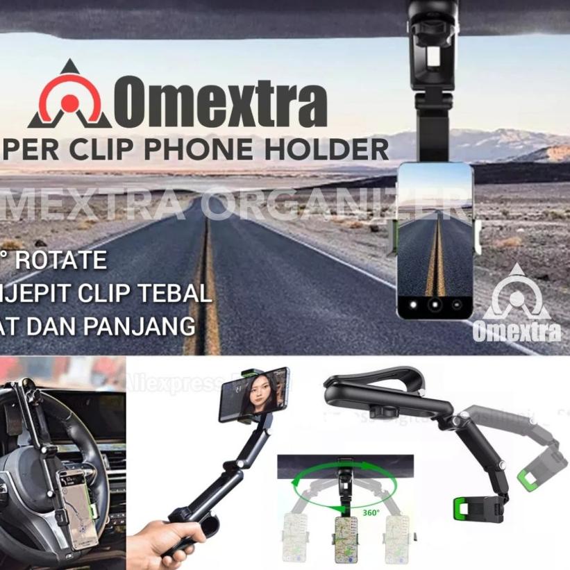 Terlaku Super Clip Car Phone Holder Omextra Sun Visor Holder Hp Mobil TongsisSuper Clip Car Phone Ho