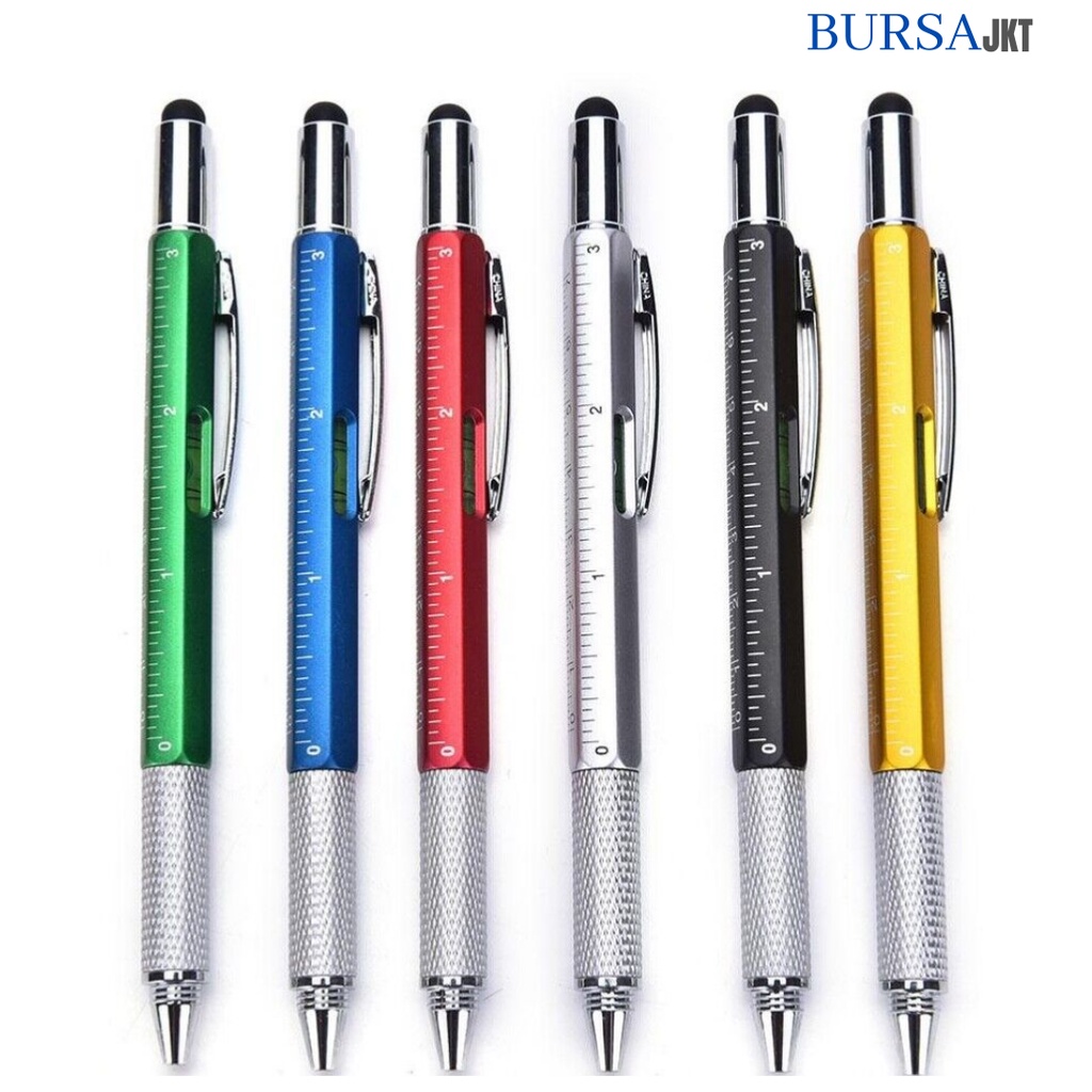 Pena Bolpoin 6 In 1 Multitool Layar Sentuh Stylus Hadiah