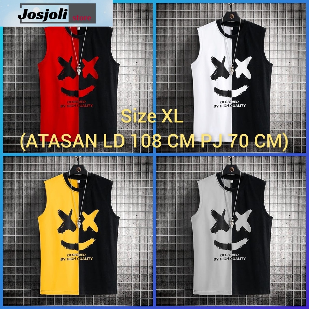 JOSJOLI_STORE/Kaos Singlet Mello/Atasan Pria Dewasa Tanpa Lengan/LD 100cm