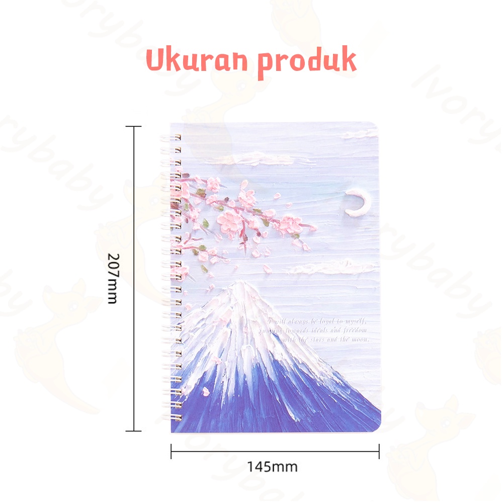 Ivorybaby Buku catatan a5 Notebook ring motif Buku tulis ring Buku tulis spiral