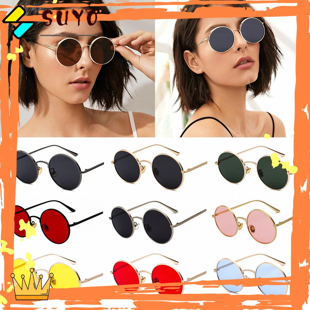 Suyo Vintage Kacamata Hitam Pria Dan Wanita UV Protection Eyewear Round Sunglasses