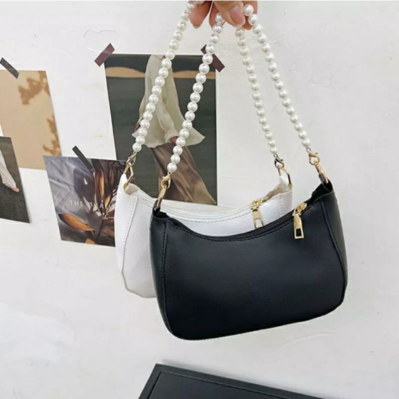 dem_sare / DS1196 BERLINE Tas shoulder bag wanita vintage bolsa rantai Mutiara Sling Bag Tas Selempang Bordir