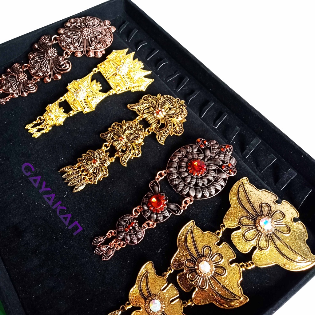 Bros Brooch Dada Kutu Baru Adat Susun Jurai Untuk Kebaya Pengantin Warna Gold Silver Coklat Multiwarna