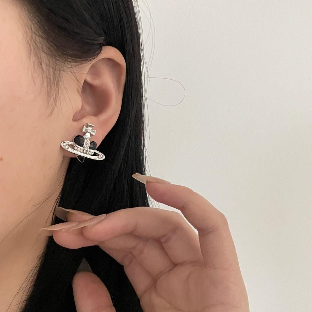 Mxbeauty Anting Wanita Trendi Pesta Perhiasan Mewah Ceative Planet Earrings Vintage Zirkon Telinga Stud