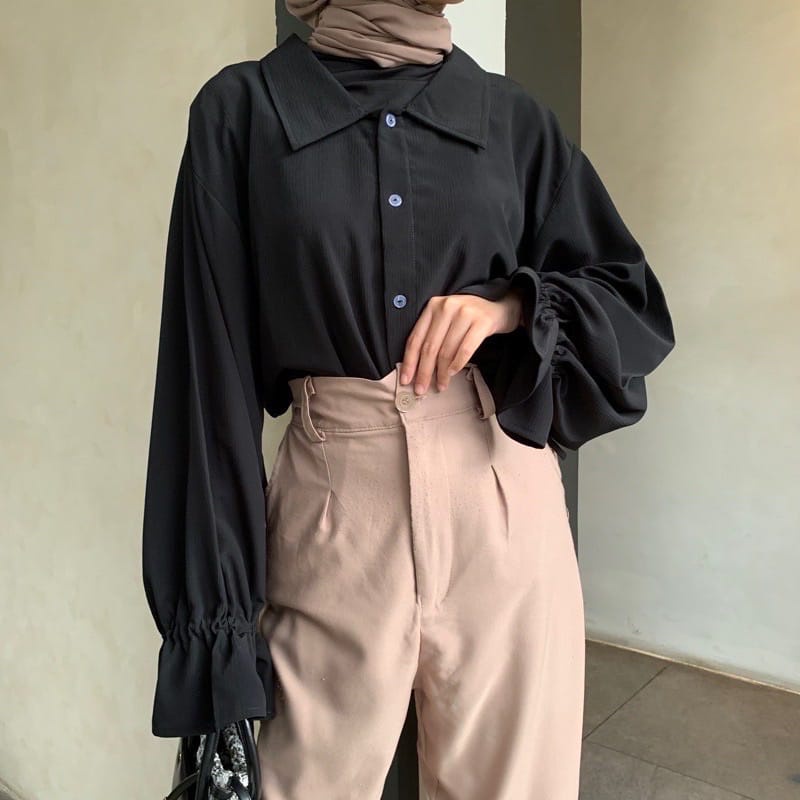 BEFAST - ZEC OOTD WANITA BLOUSE VANIA / Miracle Shirt CRINCLE / Blouse Lengan Panjang Trendy / Outfit Wanita Hijab / Blouse Crincle Terlaris / Pakaian Casual Wanita / Blouse Polos Formal / Fashion Wanita Kerja