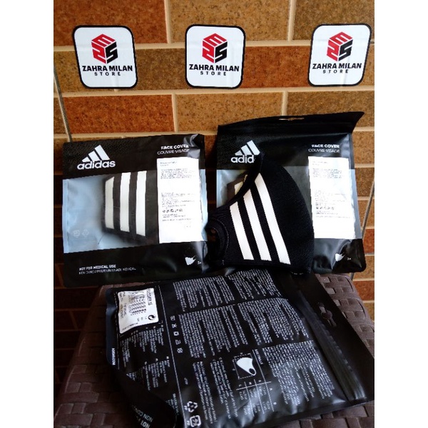 Masker Adidas Face Cover Black 3 Stripes Original