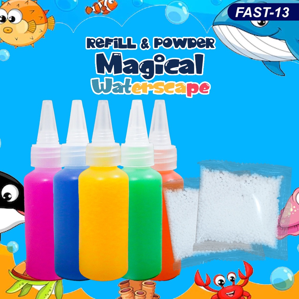 Refill Mainan Edukasi Anak Magical Waterscape Gel 5 warna dan 2 pcs Serbuk Ajaib