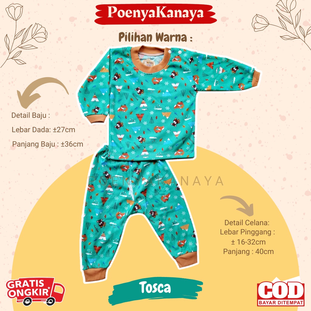 Setelan Baju Bayi Piyama Bayi PANJANG OBLONG PRINTING Saffenda SNI 6-12 Bulan SPY198