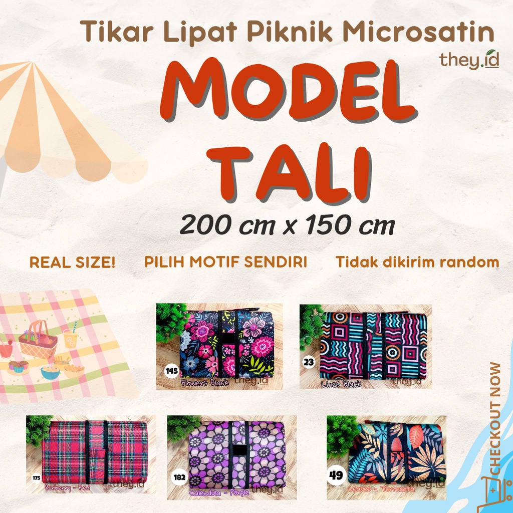 Tikar Piknik Lipat Microsatin 200 x 150 cm