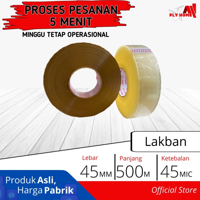

Selotip Lakban Bening Jumbo 45 X 500 Meter Lakban Besar