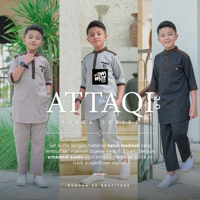 Baju Stelan Koko Anak 3-12tahun  ATTAQI Littlekhaf by AMMARKIDS Pakaian Muslim Anak Laki # Koko Stelan Anak