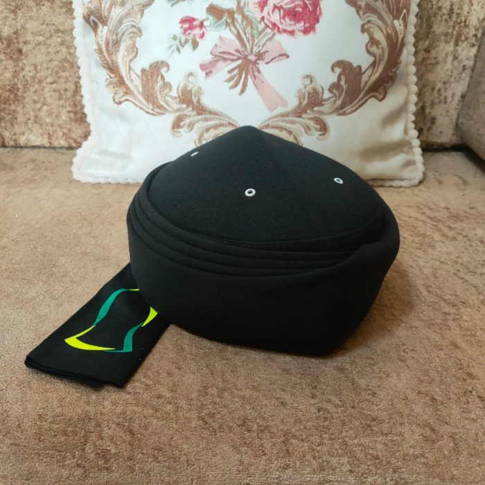 Peci Imamah Permanen Sorban Imamah - 01, Hitam (K2H5) Habib Santri Muslim Bahan Adem Murah Polos Per