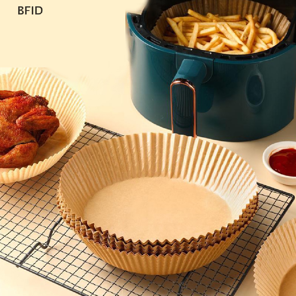 [BFID] 25/50pcs Air Fryer Kertas Sekali Pakai Liners Basket Non-Stick Oil-Proof Parchment Round Airfryer Baking Paper Aksesoris Dapur [ID]