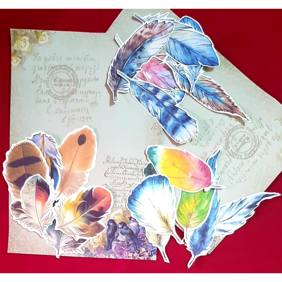 Journaling Deco - Feather Sticker - Stiker Bujo Motif Bulu-03 (1 set)