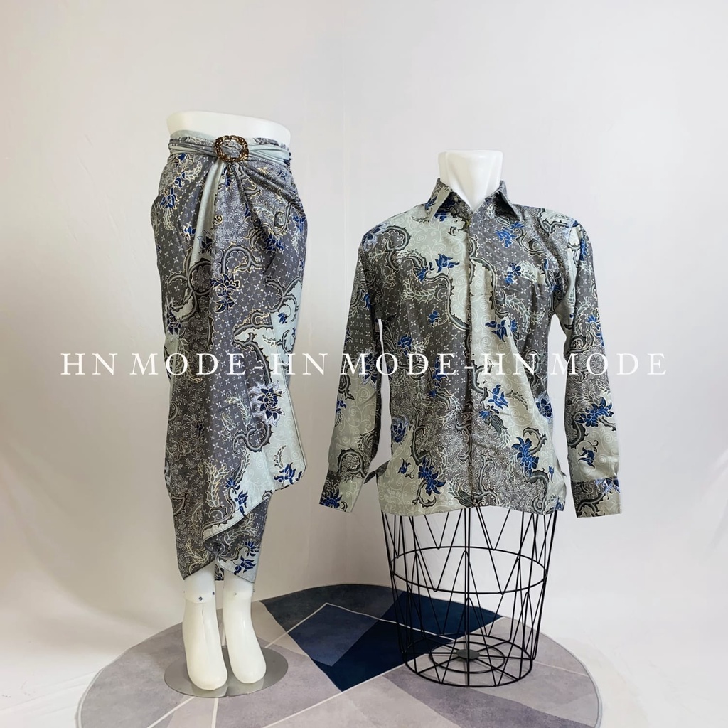 Couple rok lilit batik mix kemeja panjang floral volume 4 / couple batik motif terbaru