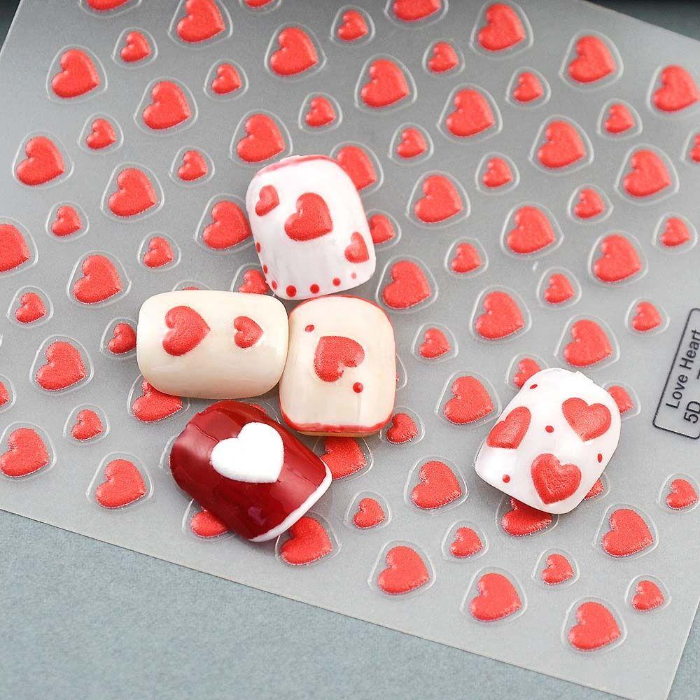 Mxbeauty Stiker Kuku Hati Sweet Hollow Heart Peach Heart Self Adhesive Nail Art Dekorasi